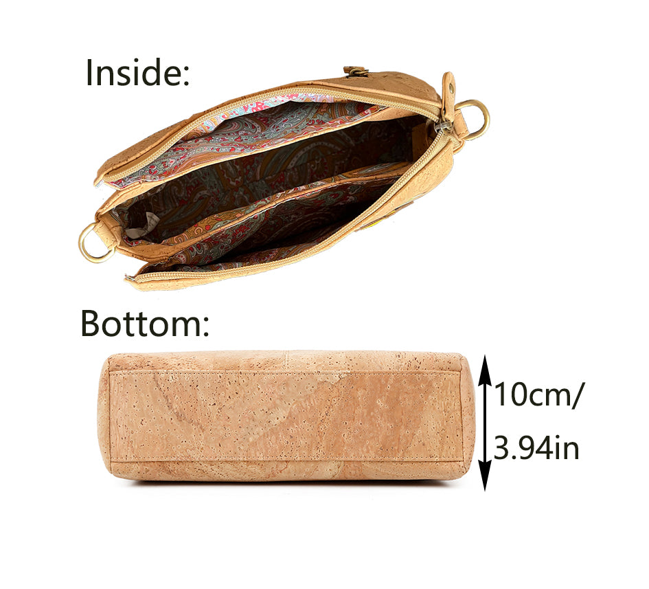 Cork Crossbody Shoulder Bag, Adjustable Crossbody Strap