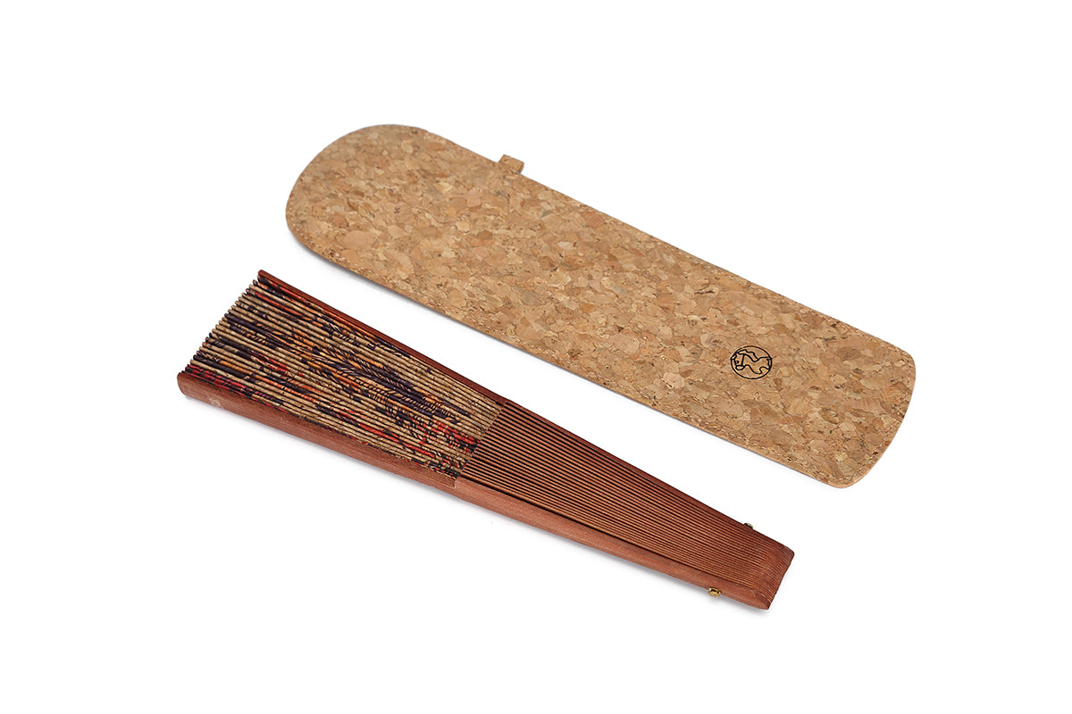 Abanico en corteza de Corcho Y Funda Para Abanico Fan, 2pc (1 Set), Group 1 Series