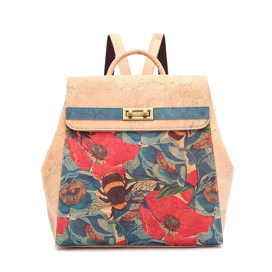 Zaino da Donna in Sughero Naturale con Stampa Floreale | Serie 721