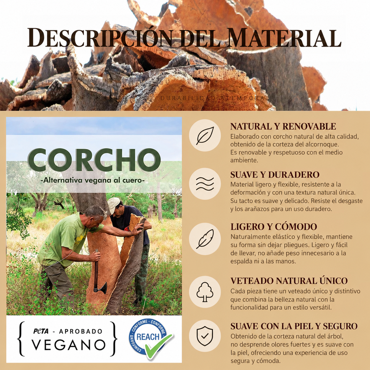 Borsa da Viaggio realizzata in Sughero Colore Marrone o Senape
