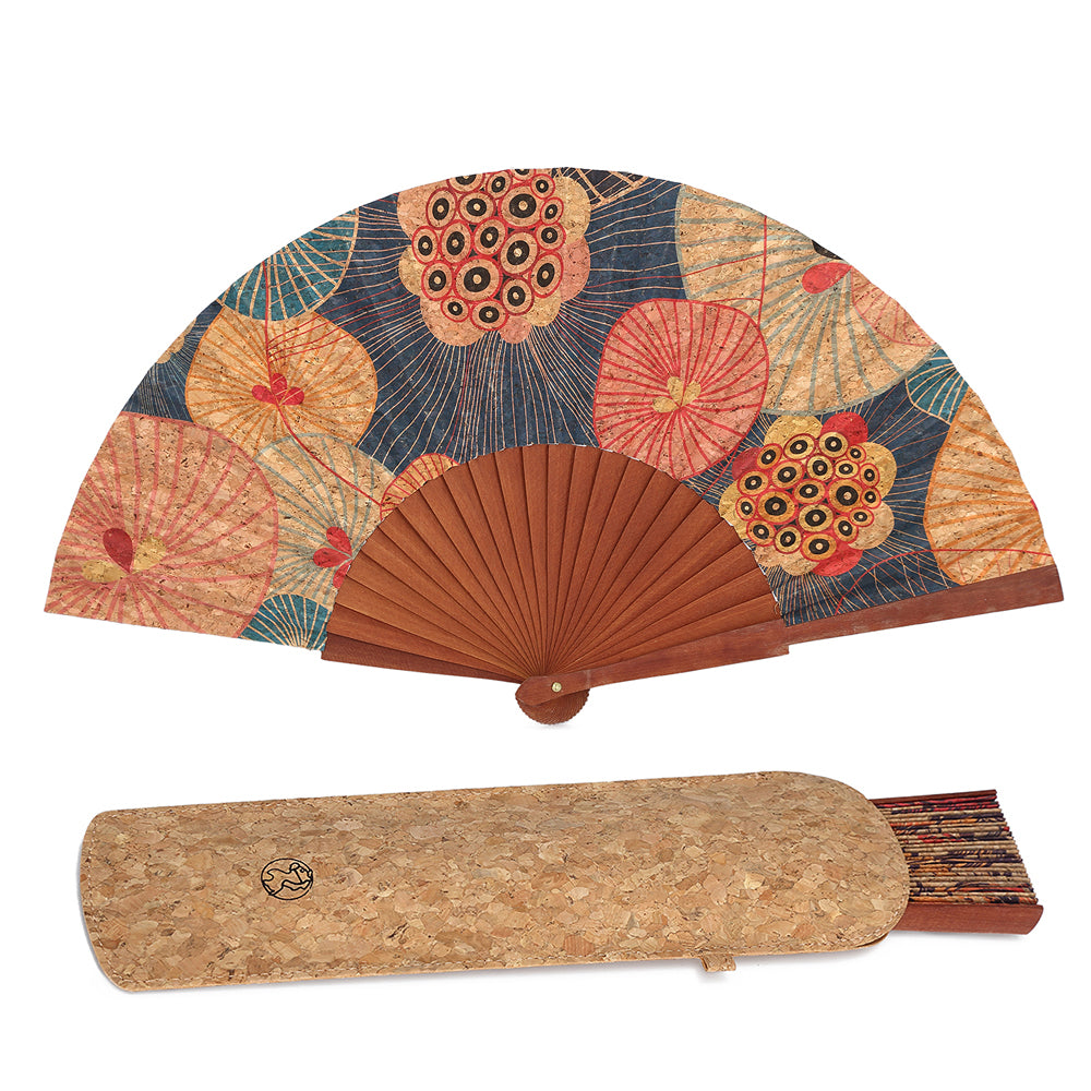 Abanico en corteza de Corcho Y Funda Para Abanico Fan, 2pc (1 Set), Group 1 Series