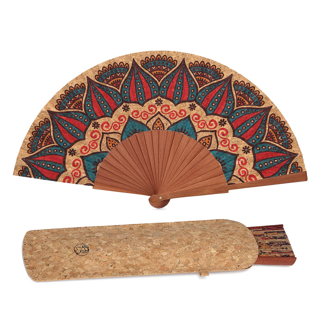 Abanico en corteza de Corcho Y Funda Para Abanico Fan, 2pc (1 Set), Group 1 Series