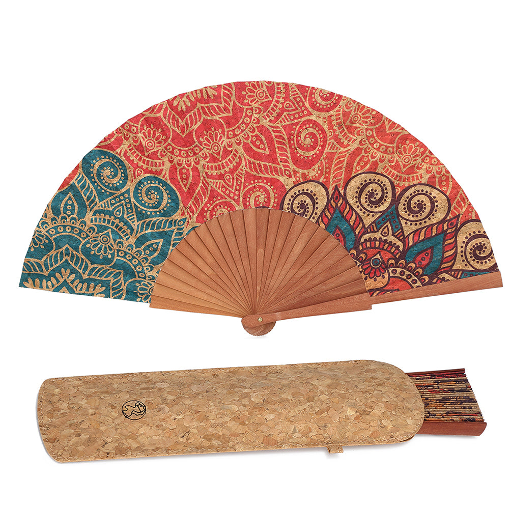 Abanico en corteza de Corcho Y Funda Para Abanico Fan, 2pc (1 Set), Group 1 Series