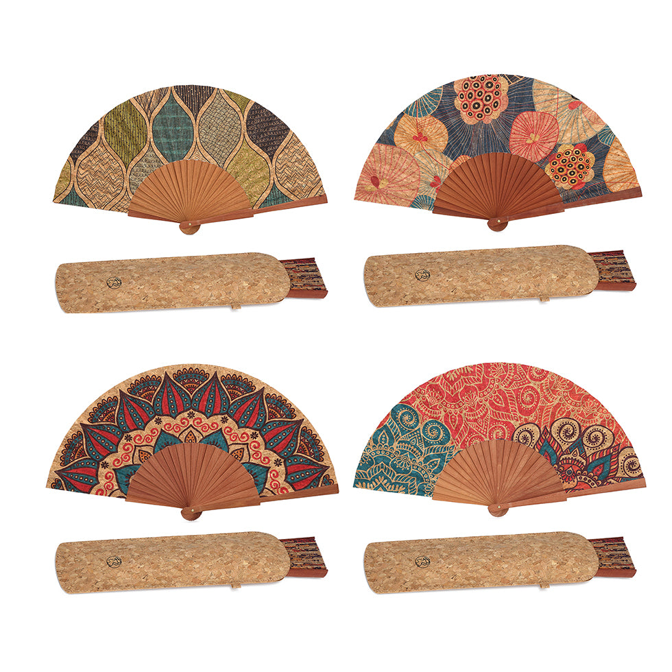 Abanico en corteza de Corcho Y Funda Para Abanico Fan, 2pc (1 Set), Group 1 Series