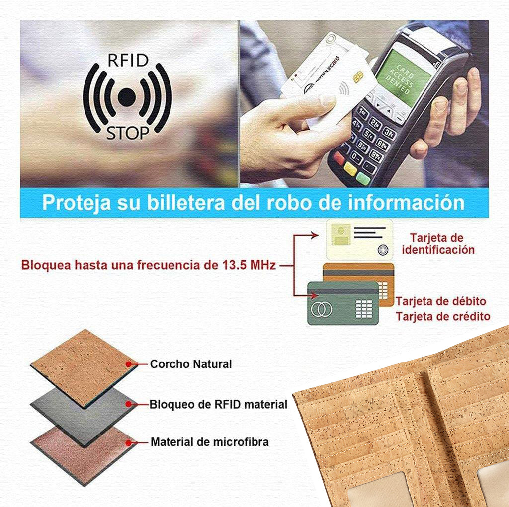 Cartera de corcho con Bloqueo RFID para Mujer 1618 Series 02