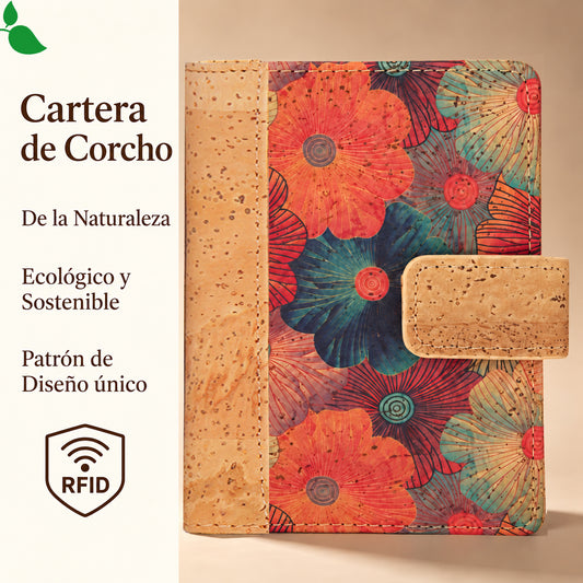 Portafoglio da Donna in Sughero Naturale con Stampe e RFID | Serie 1614