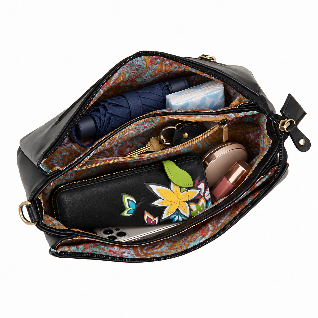 Borsa a tracolla in pelle vegana con farfalle | Serie 713-01 | ARTESOLO