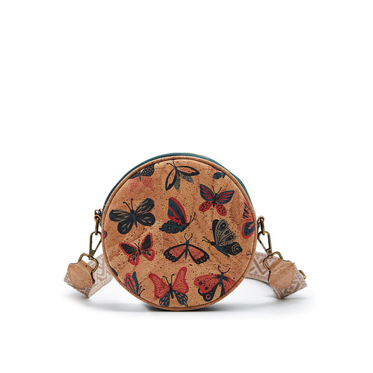 Bolso bandolera de corcho con cremallera redondo para mujer 714 Series
