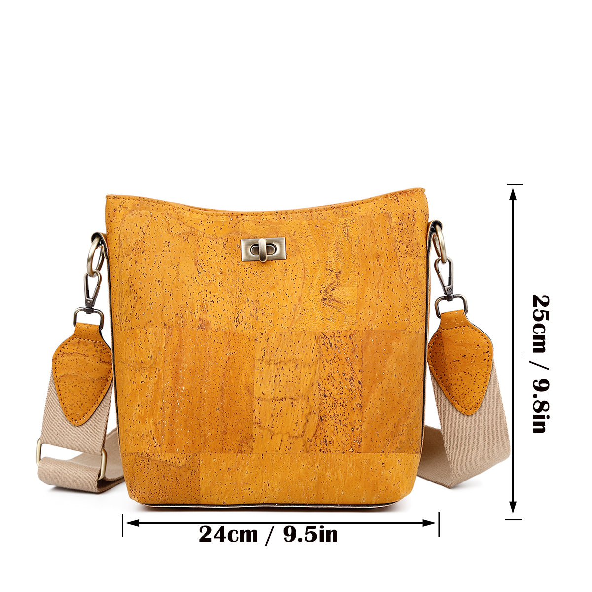 Corcho Bolso o bandolera con asa ancha para llevar al hombro, Ecofriendly, Veganbag 718000 Yellow