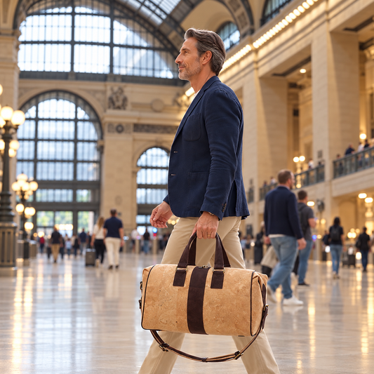 Bolsa de Viaje hecha con Corcho Color Marrón o Mostaza