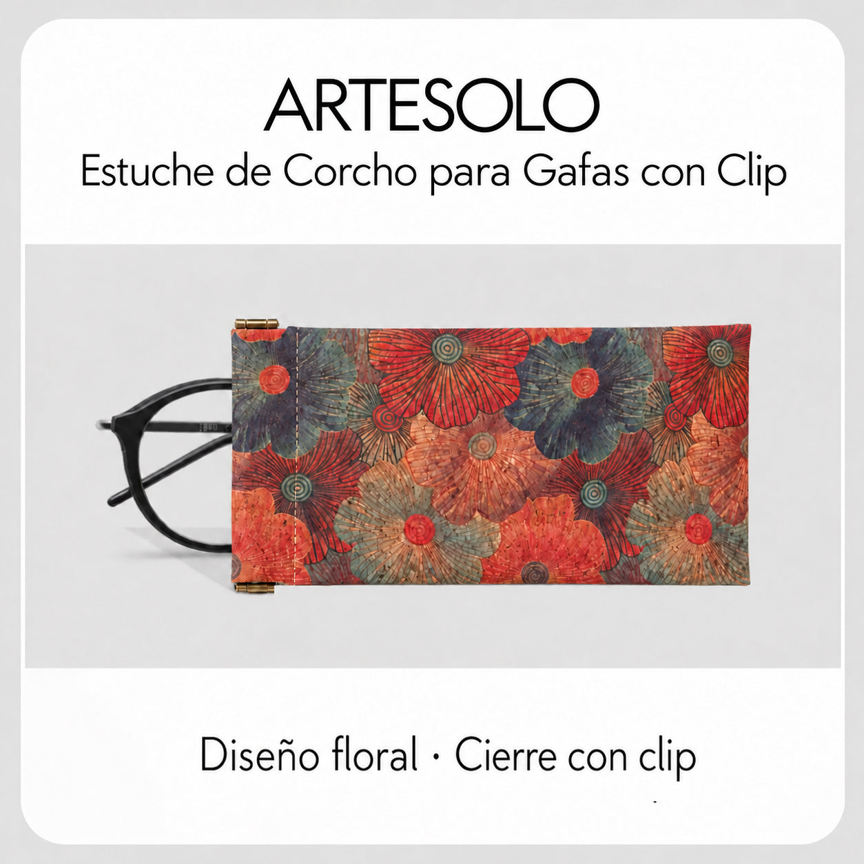 Funda de Gafas de Corcho Natural con Cierre de Clip | Serie 748 | ARTESOLO