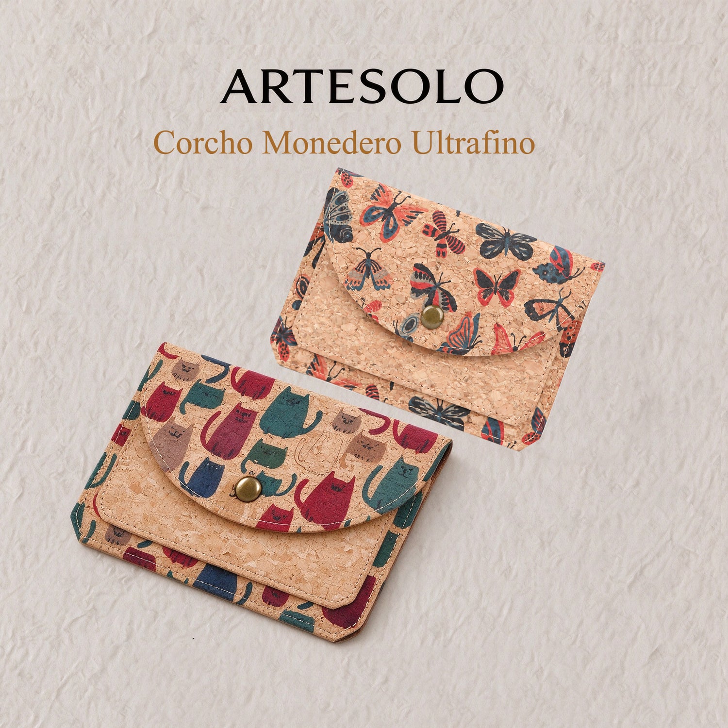 Monedero de corcho natural, modelo 766 de ARTESOLO.