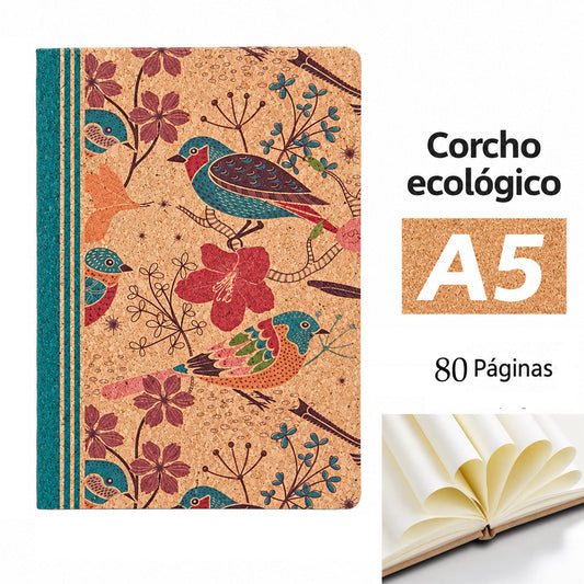 Cuaderno A5 con Tapa de Corcho Natural y Cierre Elástico | Serie 9000322 | ARTESOLO