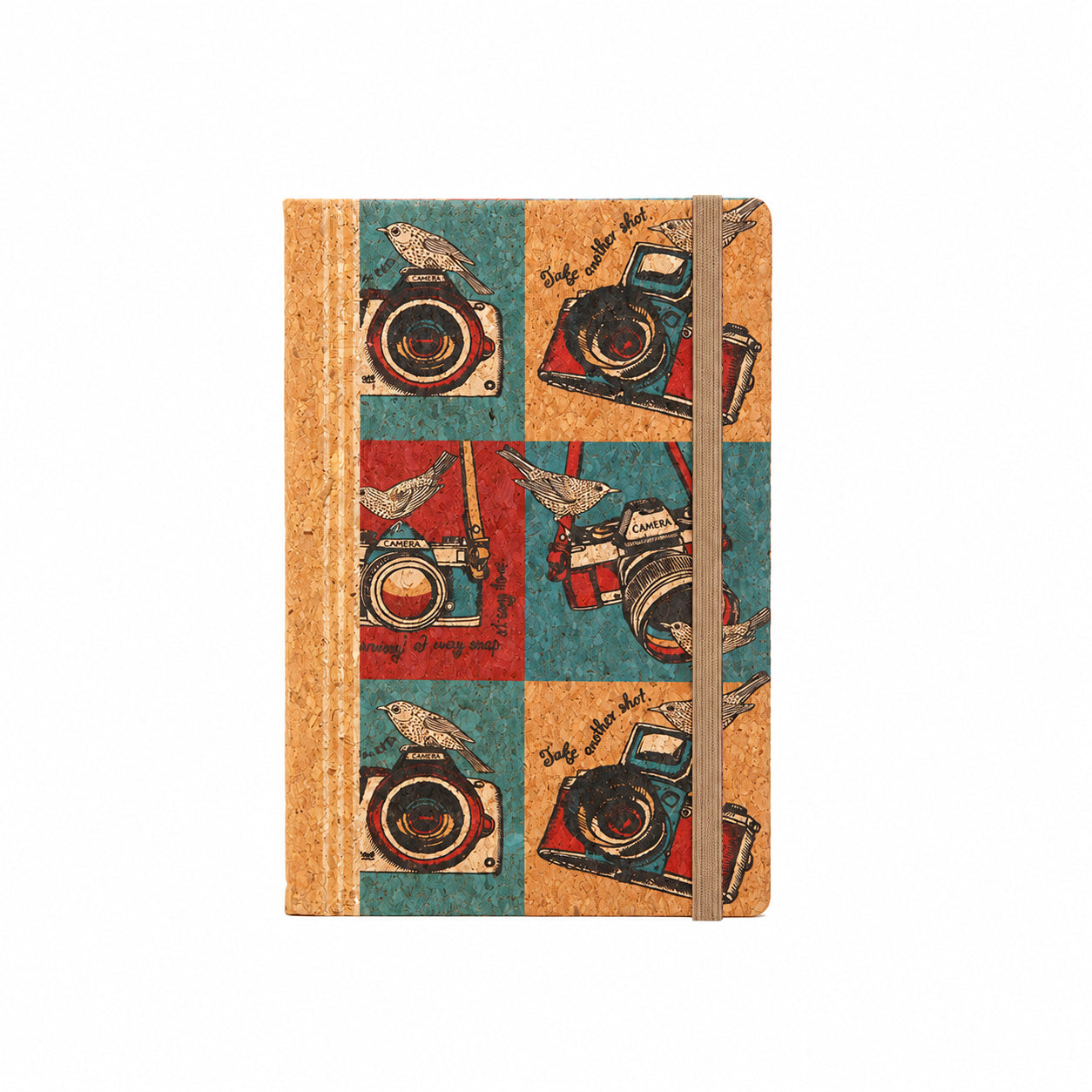 Cuaderno A5 de corcho natural con cierre elástico, modelo 9000329 de ARTESOLO.