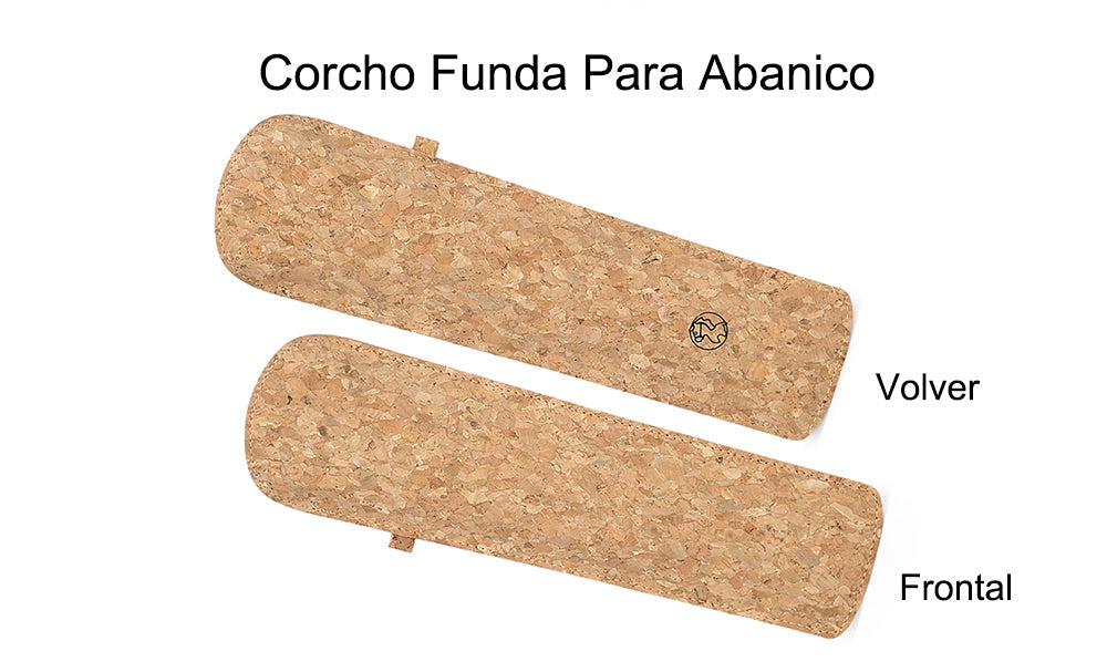 Abanico en corteza de Corcho Y Funda Para Abanico Fan, 2pc (1 Set)