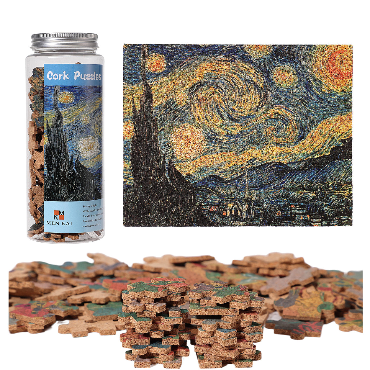 Korkpuzzles, Curious Sternennacht-Puzzle, Vincent-van-Gogh-Puzzle, 120-Teile-Puzzle