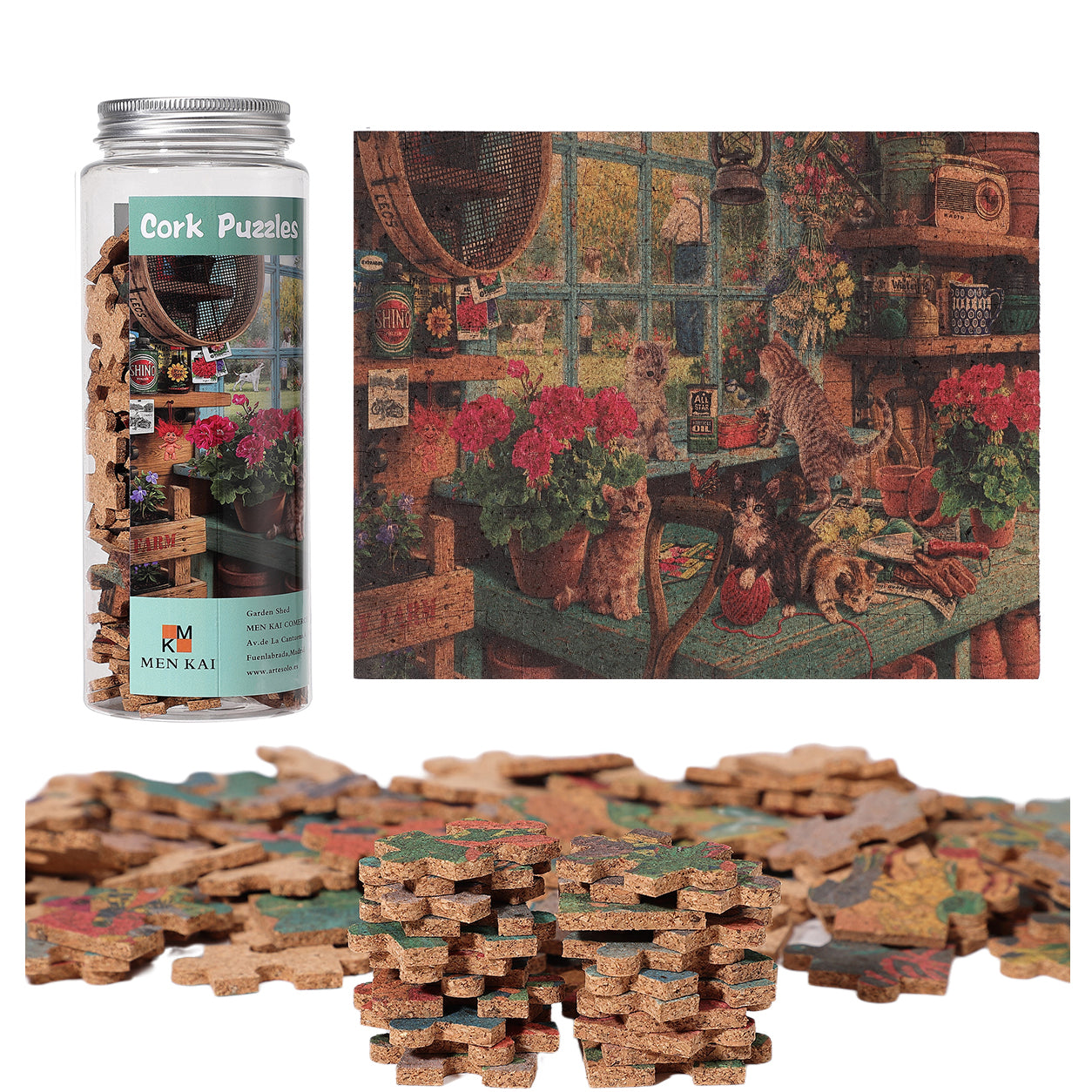 Puzzles en liège, puzzle Curious Cats, puzzle de 120 pièces