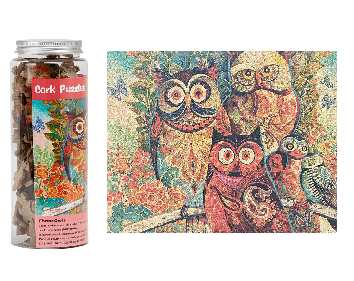Puzzles De Corcho,  Puzzles Three Owls Puzzle , 120 Piezas Rompecabezas