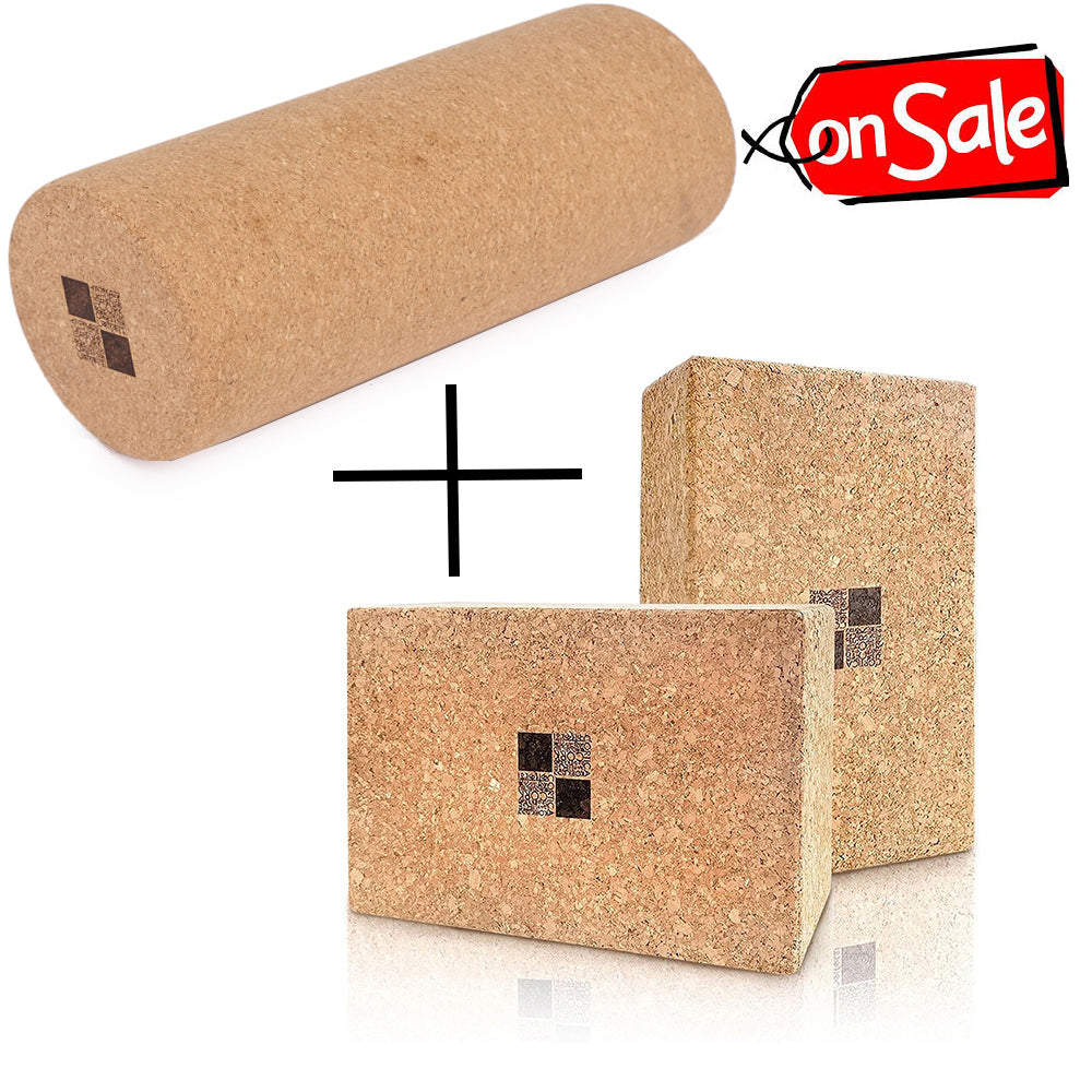 Kit de Rodillo de Masaje Muscular 2 en 1, 2PCS Bloque Yoga y Rodillo de Fascia 12 "x 5,9" (15x30cm)