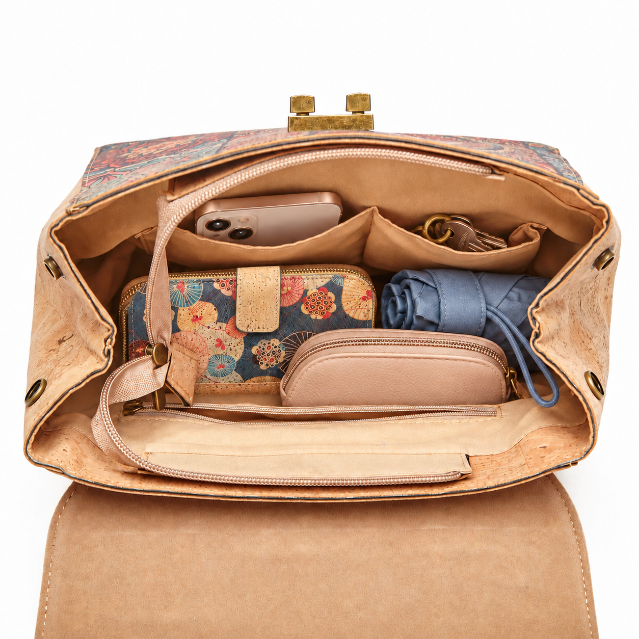 Zaino da Donna in Sughero Naturale con Stampa Floreale | Serie 721