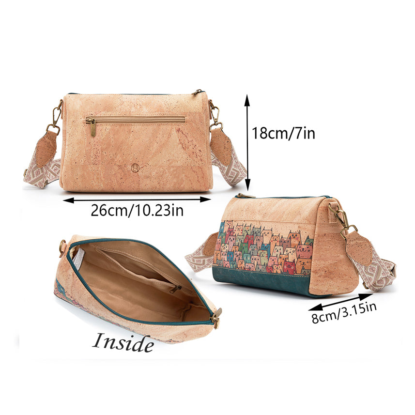 Cork Crossbody Shoulder Bag, Adjustable Crossbody Strap 