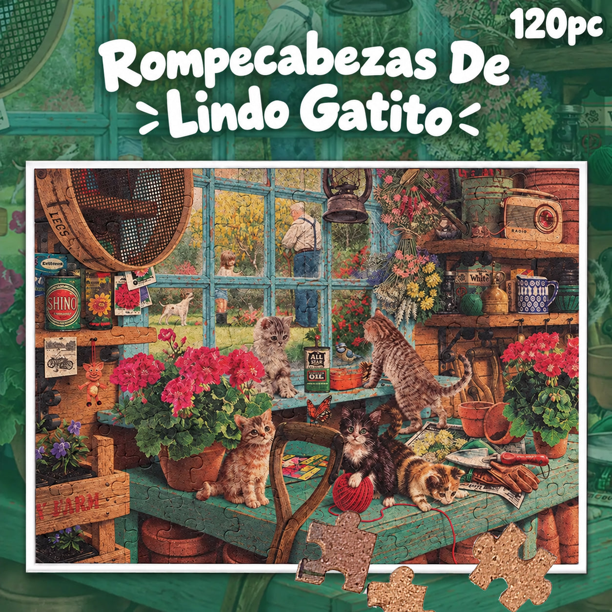 Puzzles en liège, puzzle Curious Cats, puzzle de 120 pièces