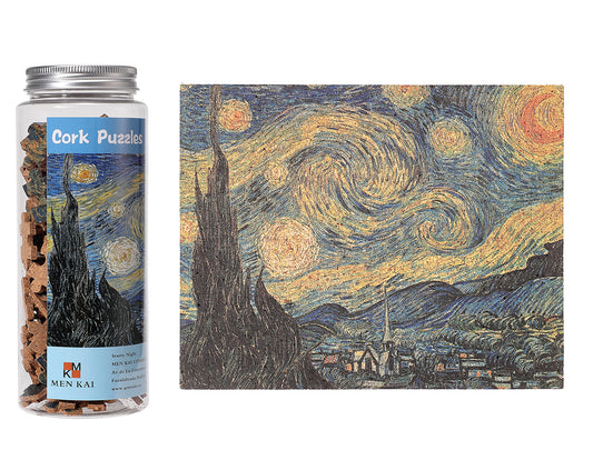 Puzzles De Corcho,  Puzzles Curious Noche Estrellada, Vincent Van Gogh Puzzle , 120 Piezas Rompecabezas